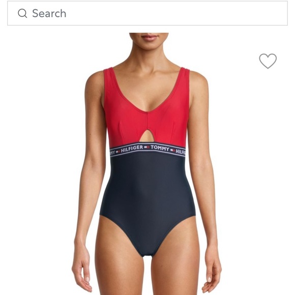 NWT never-worn Tommy Hilfiger elastic logo one piece swimsuit, size M - Picture 1 of 3